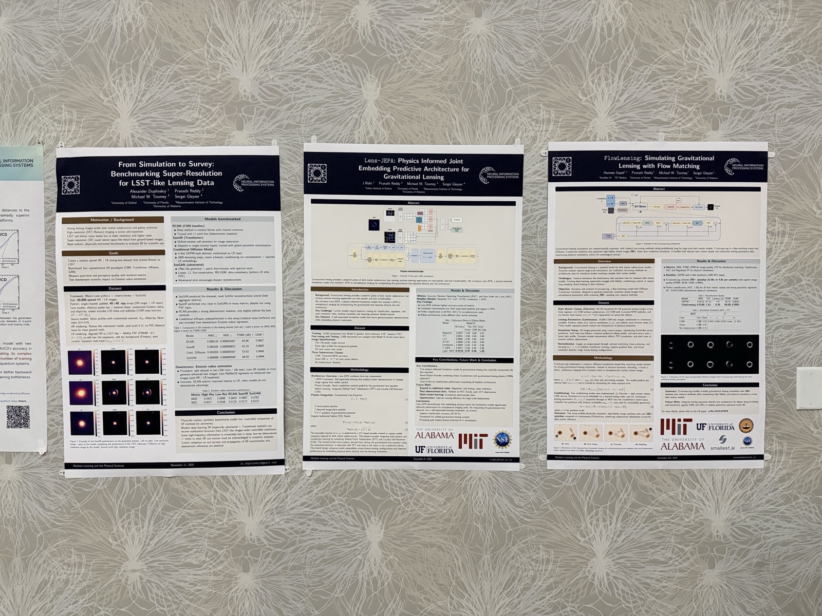 DeepLense research posters displayed together at NeurIPS 2025